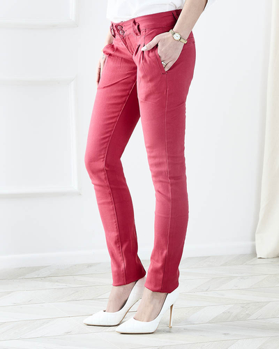 Damen Fuchsia Stoffhose mit niedrigem Bund - Kleidung
