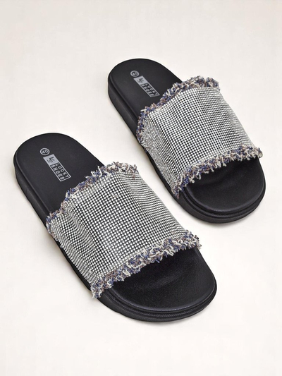 Royalfashion Damen Pantoletten mit flacher Sohle SparkleWalk