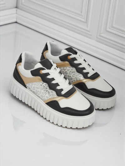 Damen-Sneakers Royalfashion Callista Plateau schwarz Öko-Leder Größe 40