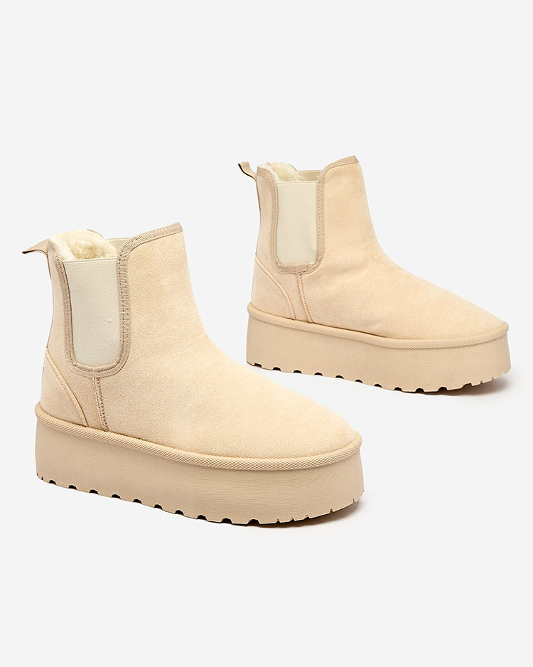 Royalfashion Beige Damen Plateau Schneestiefel Stiellsia