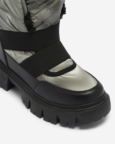 Damen-Schneestiefel auf flacher Sohle in schwarz-grau Ferory- Footwear