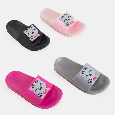 Graue Kinderhausschuhe mit Katze Keryn - Footwear