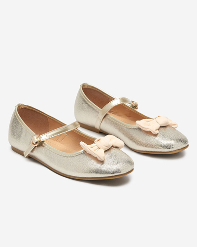 Goldene Ballerinas für Mädchen mit Gürtel von Mosup-Schuhen