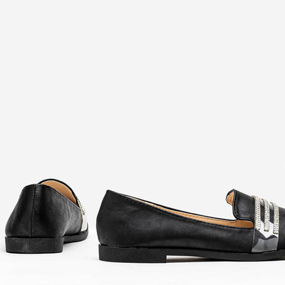 Schwarze Damenmokassins mit Zirkonia von Kremssa - Schuhe