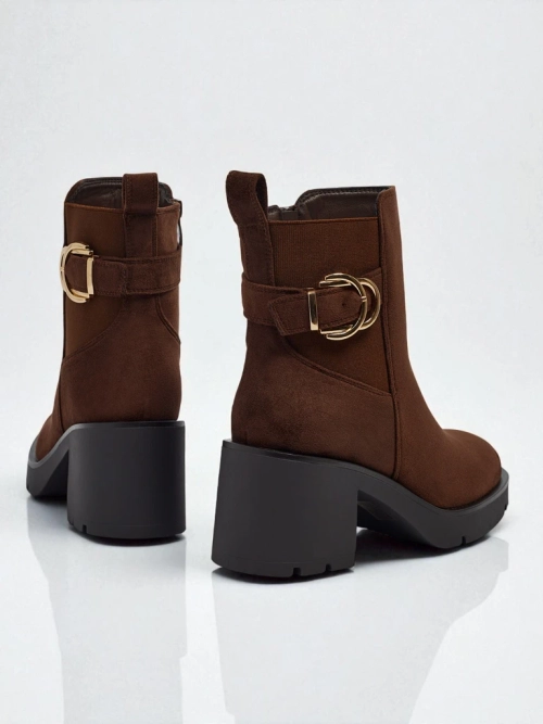 Ботильйони жіночі еко замшеві на підборах-стовпчику Solenya