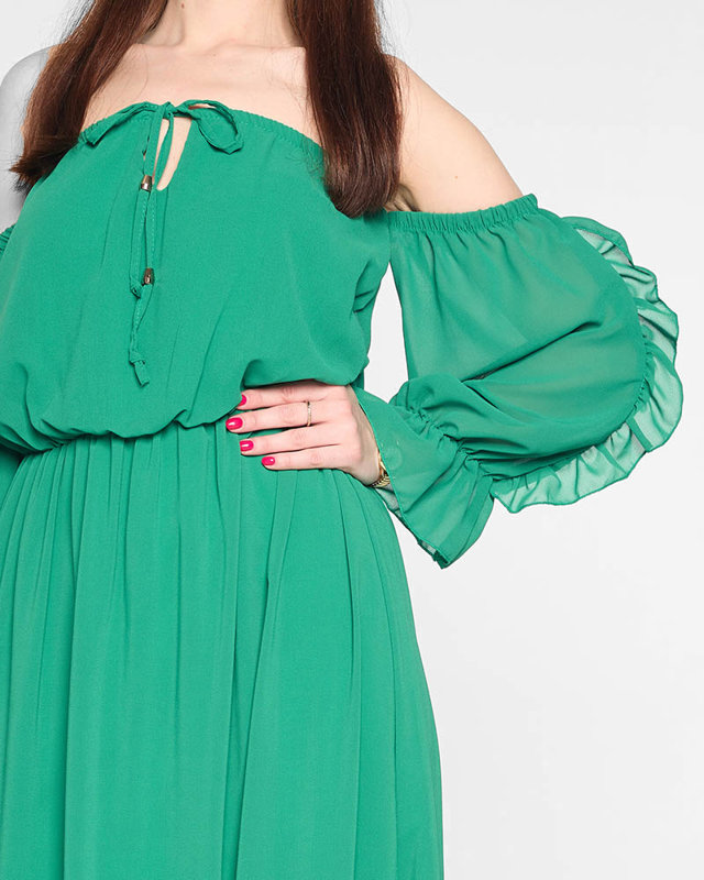 Dunkelgrünes spanisches Maxikleid für Damen - Kleidung