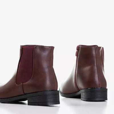 OUTLET Kastanienbraune Chelsea-Stiefel für Damen mit flachen Absätzen Timea - Schuhe