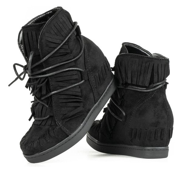 Schwarze Mädchenschuhe auf einem bedeckten Keil Gabi - Footwear