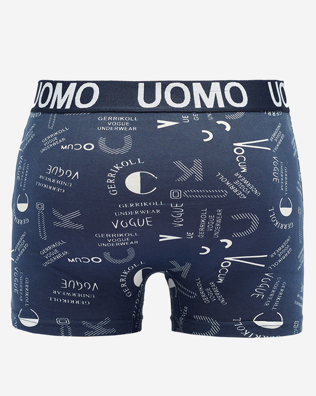Marineblaue Boxershorts für Herren mit Aufdruck - Unterwäsche