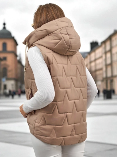 Gesteppte Damenweste mit Kapuze Crimson Haze