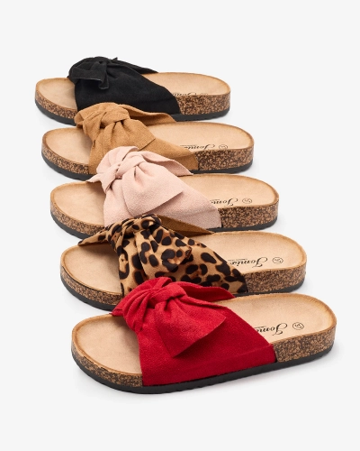Жіночі шльопанці з бантом в леопардовий візерунок Orofdo- Footwear
