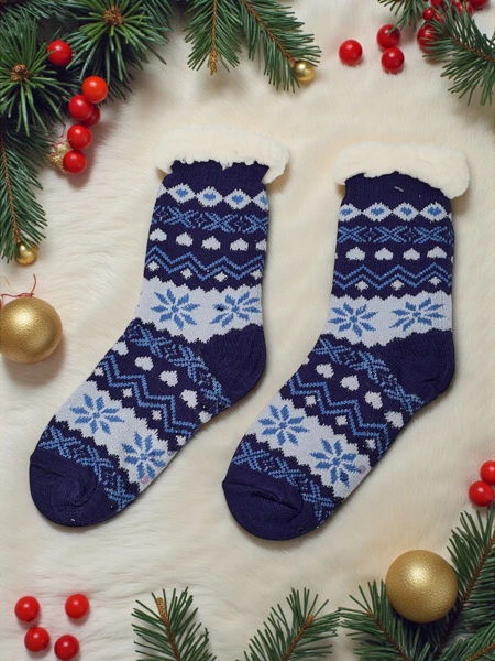 Warm gefütterte weihnachtliche Damen Socken WinterJoy