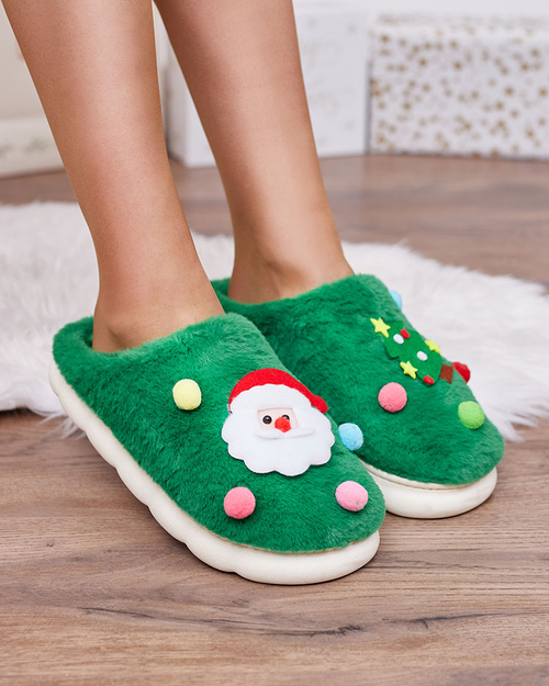 Різдвяні жіночі капці Royalfashion зеленого кольору Fertemse