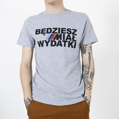 Herren Baumwoll-T-Shirt Grau mit Print - Kleidung