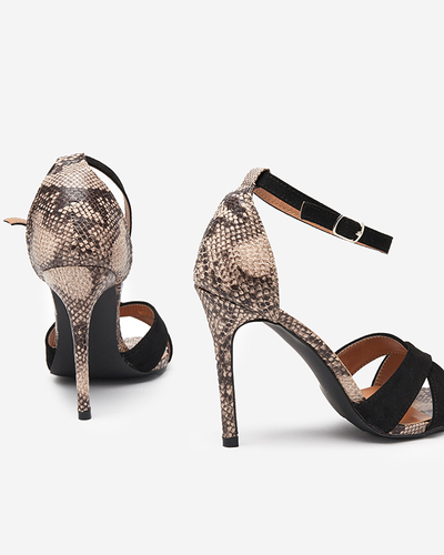 Schwarze Damensandale mit geprägtem Absatz Halensi - Footwear