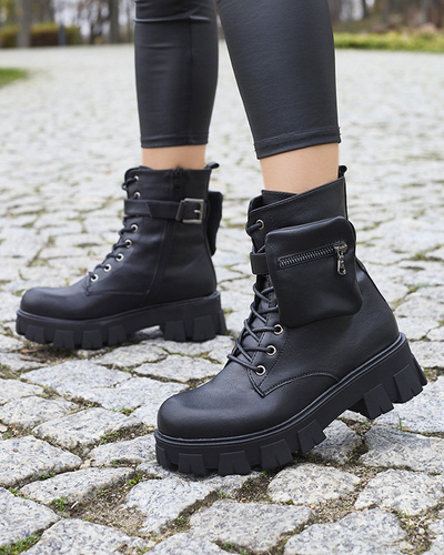 OUTLET Schwarzer Damenstiefel mit Tasche Feffle- Footwear