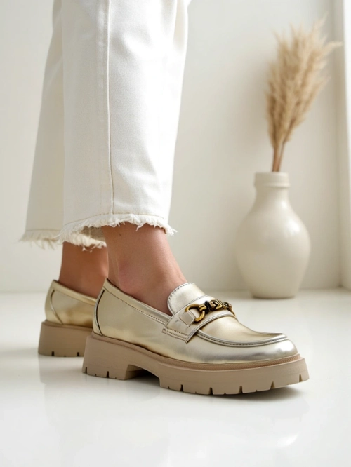 Royalfashion Жіночі мокасини з позолотою Goldlove