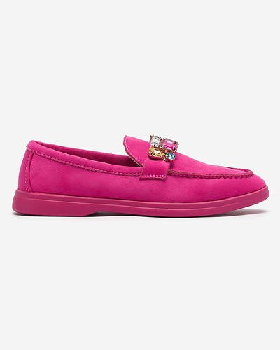 Eco Wildleder fuchsia Damen Mokassins mit dekorativen Kristallen Nellens- Footwear