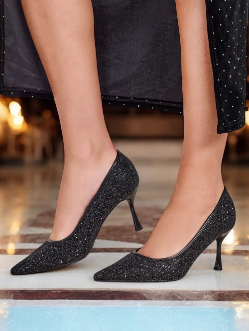 Рожеві насоси дамські з цирконами від Royalfashion Letello