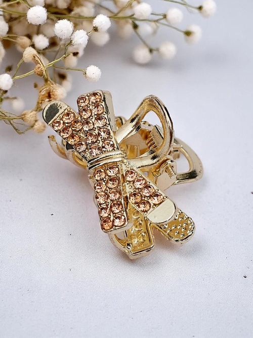 Royalfashion Заколка для волосся з стразами Золота заколка