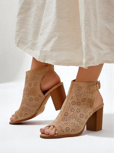 Royalfashion Damen-Cut-out-Blockabsatz-Sandalen Abetle