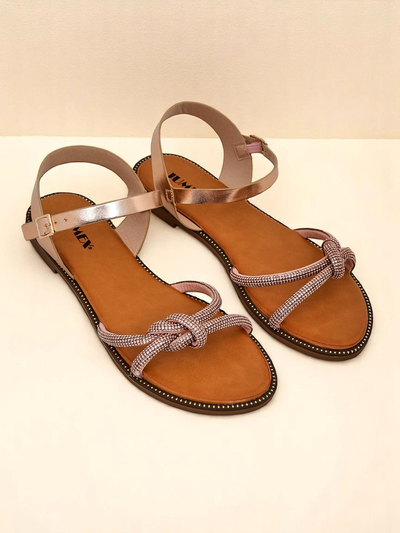 Royalfashion Damen Sandalen mit dekorativen Zirkonia Bella Shine