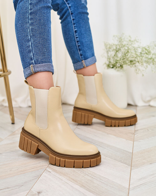 Royalfashion Бежеві жіночі черевики на суцільній підошві Eferope