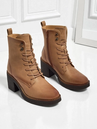 Damen Stiefeletten aus Öko-Leder mit Blockabsatz Zeltra