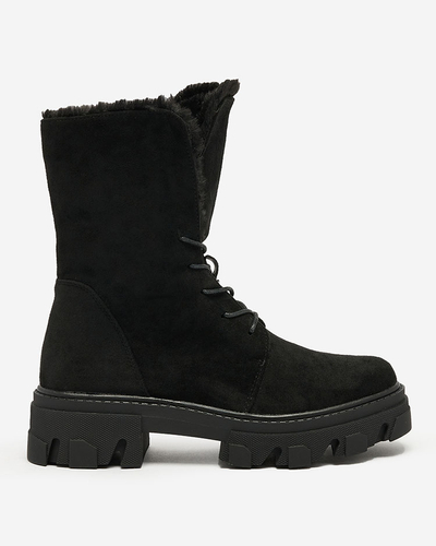 Royalfashion Schwarzer Damen-Schnürstiefel Cavenma