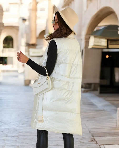 Royalfashion Довгий жіночий жилет зі шкіри