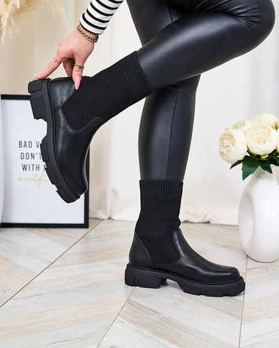 Royalfashion Schwarze Damenstiefel mit Netz Xandra