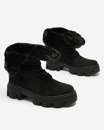 Royalfashion Schwarzer Damen-Schnürstiefel Cavenma