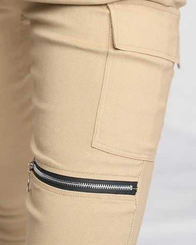 Hellbraune Damen-Cargohose mit Kette - Bekleidung