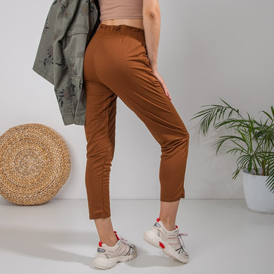 Damen braune gerade Hose 7/8 - Bekleidung