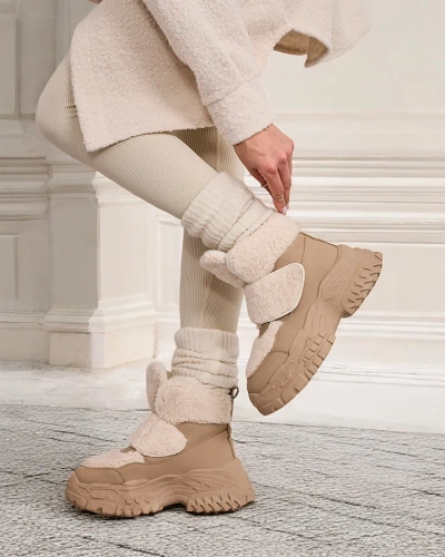 Royalfashion Damen Schneestiefel mit Schafsfell Segulla