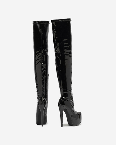 Lackierte Damenstiefel in Schwarz Leccie- Footwear