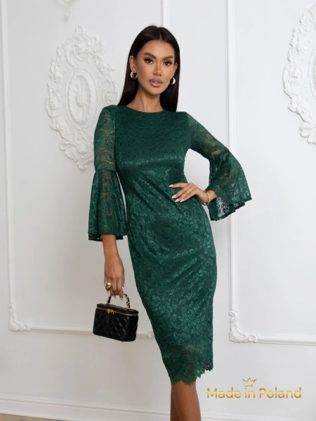 Elegantes Damen-Midikleid aus Spitze mit weiten Ärmeln Holly Wow