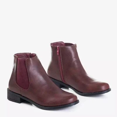 OUTLET Kastanienbraune Chelsea-Stiefel für Damen mit flachen Absätzen Timea - Schuhe