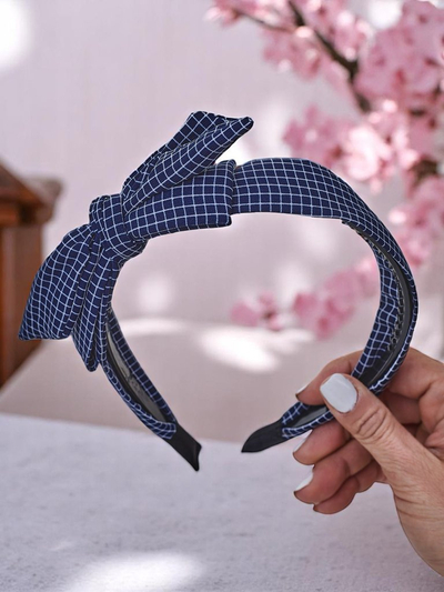 Royalfashion Haarband mit karierter Schleife Gosia