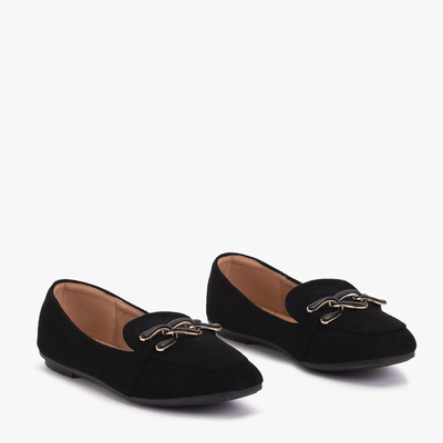 Schwarze Damenmokassins mit Olly-Dekoration - Schuhe
