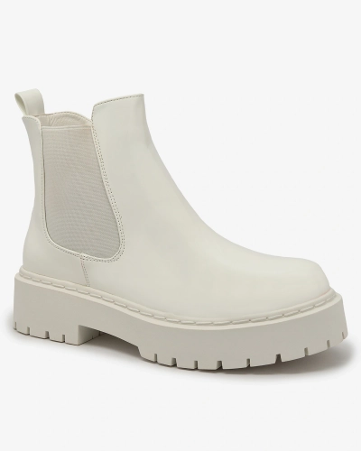 Royalfashion White lacquered women's non-heeled Glossy Chic boots