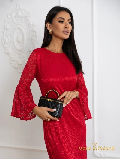 Elegantes Damen-Midikleid aus Spitze mit weiten Ärmeln Holly Wow