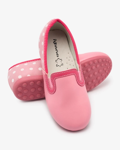 Rosa Halbschuhe für Mädchen aus Ökoleder mit Erbsenprint Rellme- Footwear