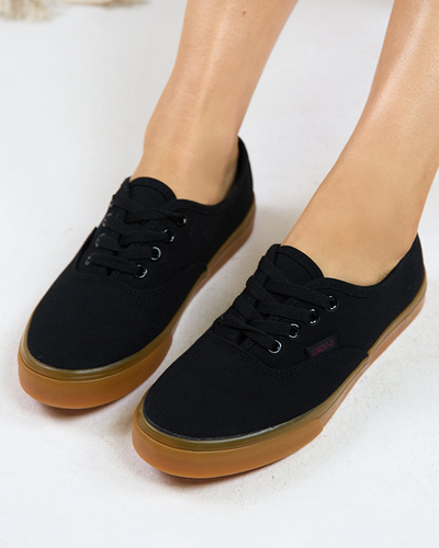 Schwarze Damen-Sneaker zum Schnüren von Netera - Schuhe