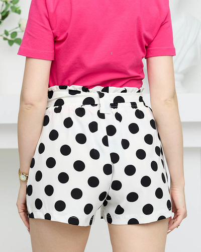 Damen-Shorts aus weißem gepunktetem Stoff - Kleidung