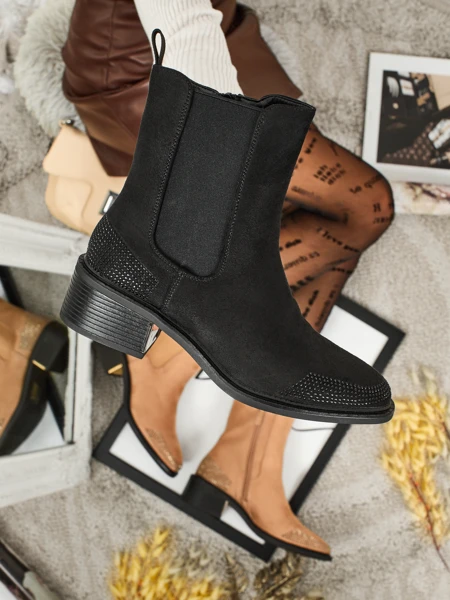 Damen Stiefeletten Öko-Wildleder mit Zirkonia verziert TangleMist