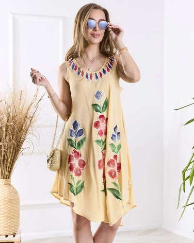 Beige gemusterte Damen-Bettdecke mit Druck - Kleidung