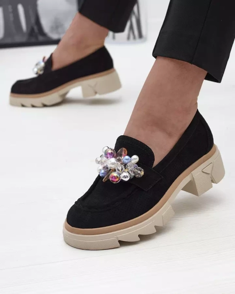 Durchbrochene Mokassins für Damen in Schwarz Peloga- Footwear