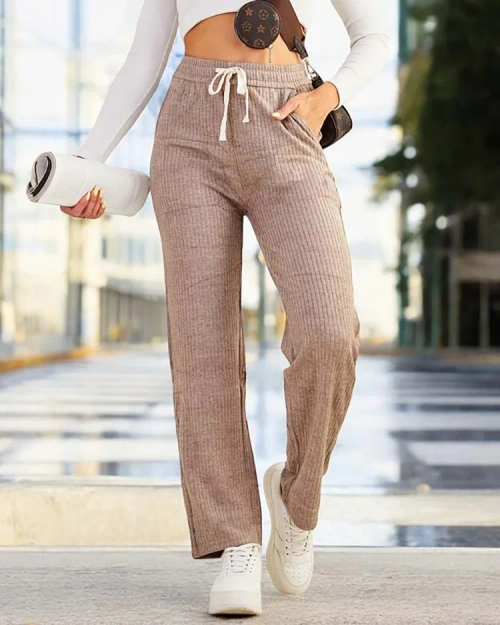 Royalfashion Жіночі широкі брюки в рубчик PLUS SIZE