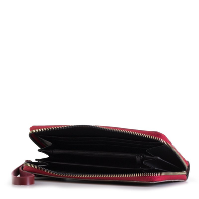 Großes bordeauxrot kariertes Damenportemonnaie - Portemonnaie